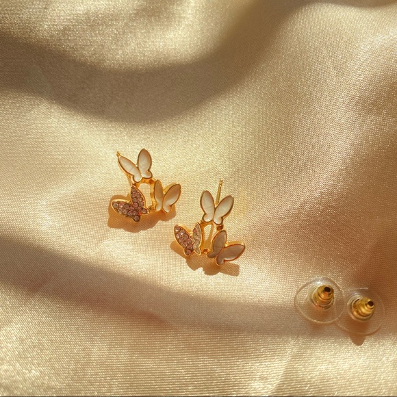 💙Rhinestone Butterfly Stud Earrings - Picture 2 of 5